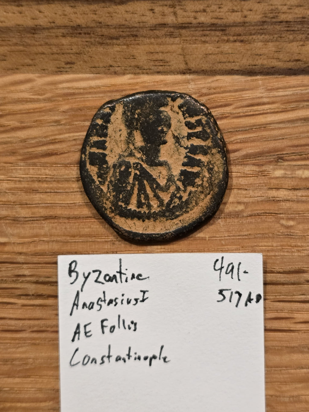 Moneda Bizantina AE Follis de bronce