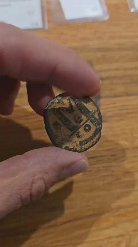 Moneda Bizantina AE Follis de bronce